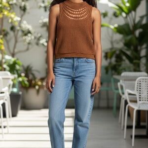 BCBGMAXAZRIA Crochet Knit Tank Top – Sunbaked Rust | Size S | NWT